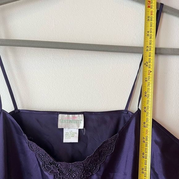 Vintage Sentiments Purple Satin Slip Dress women’s size large Lace Trim Y2K - Picture 6 of 10